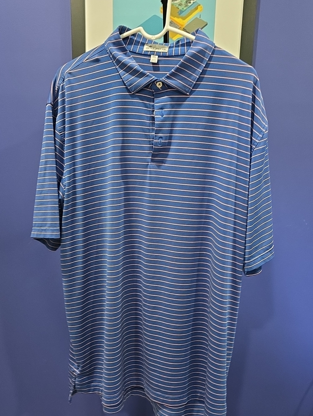 Peter Millar Blue Striped Golf Polo